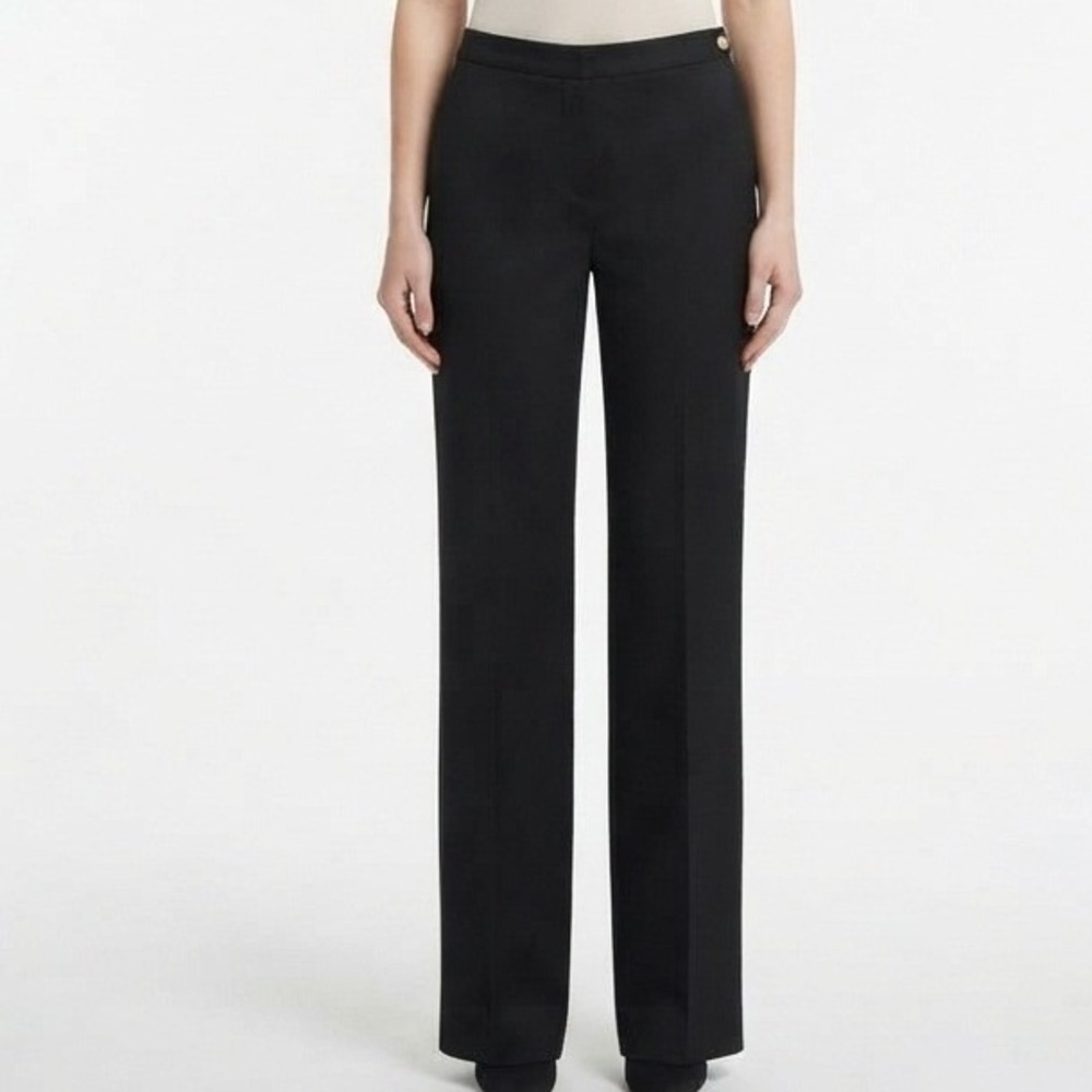 Lauren Ralph Lauren Dress Pants Womens 8 Black Side Zip Gold Button Workwear